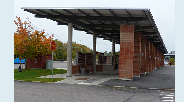 Fotografiet föreställer bussparkeringarna vid resecentrum. 