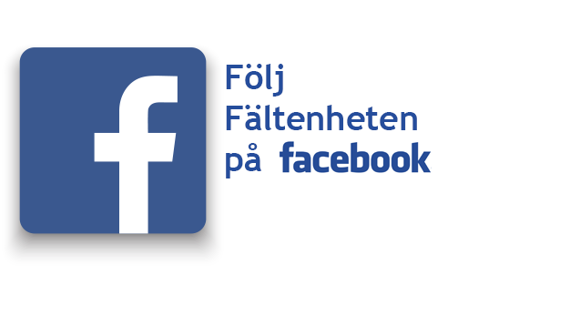 Facebook Logotyp med texten "Följ Fältenheten på Facebook"