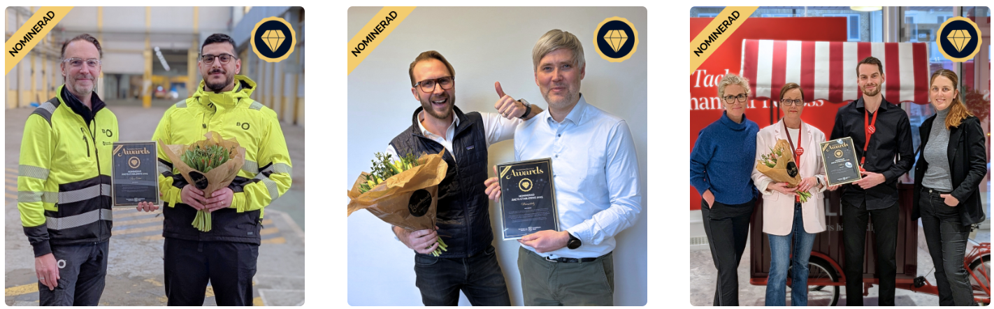 Bild p&aring; de tre olika f&ouml;retagen som &auml;r nominerade