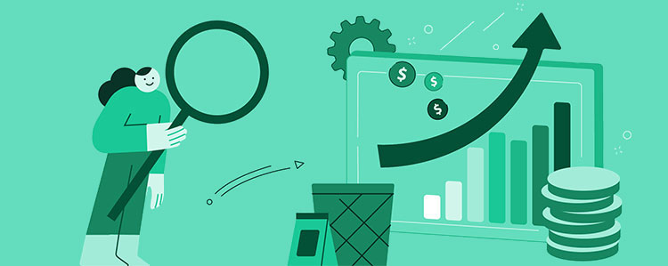 Sk&auml;rmar, diagram och valutor. Illustration.