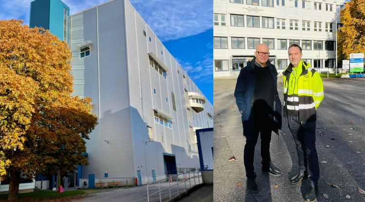 Exteriörbild på Karossfabriken och en bild på vd Peter Selemark och näringslivsutvecklaren Ulrik Engdahl.