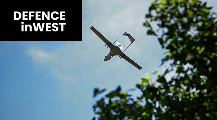 Drönare med vinjett DefenceinWest