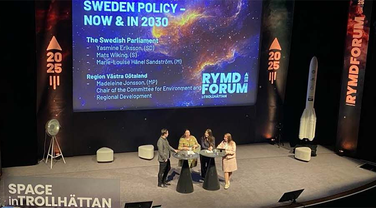 Bild från paneldebatt under Rymdforum 2025.