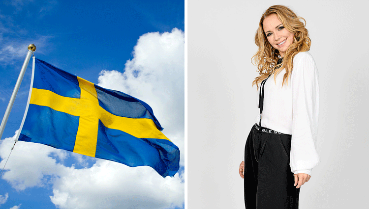 svenska flaggan i blått och gult.