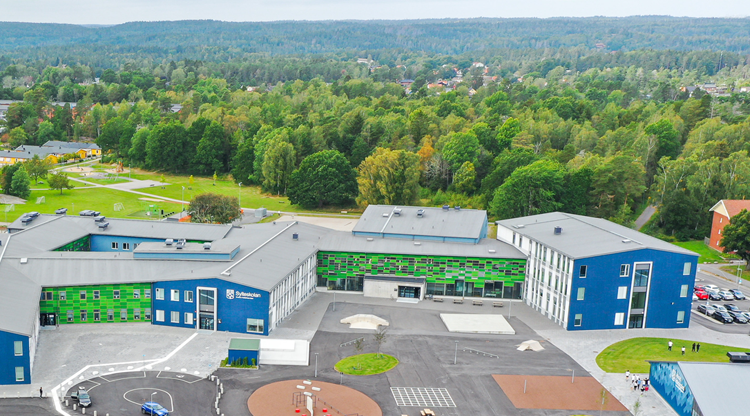 Flygbild Sylteskolan och omgivande miljö
