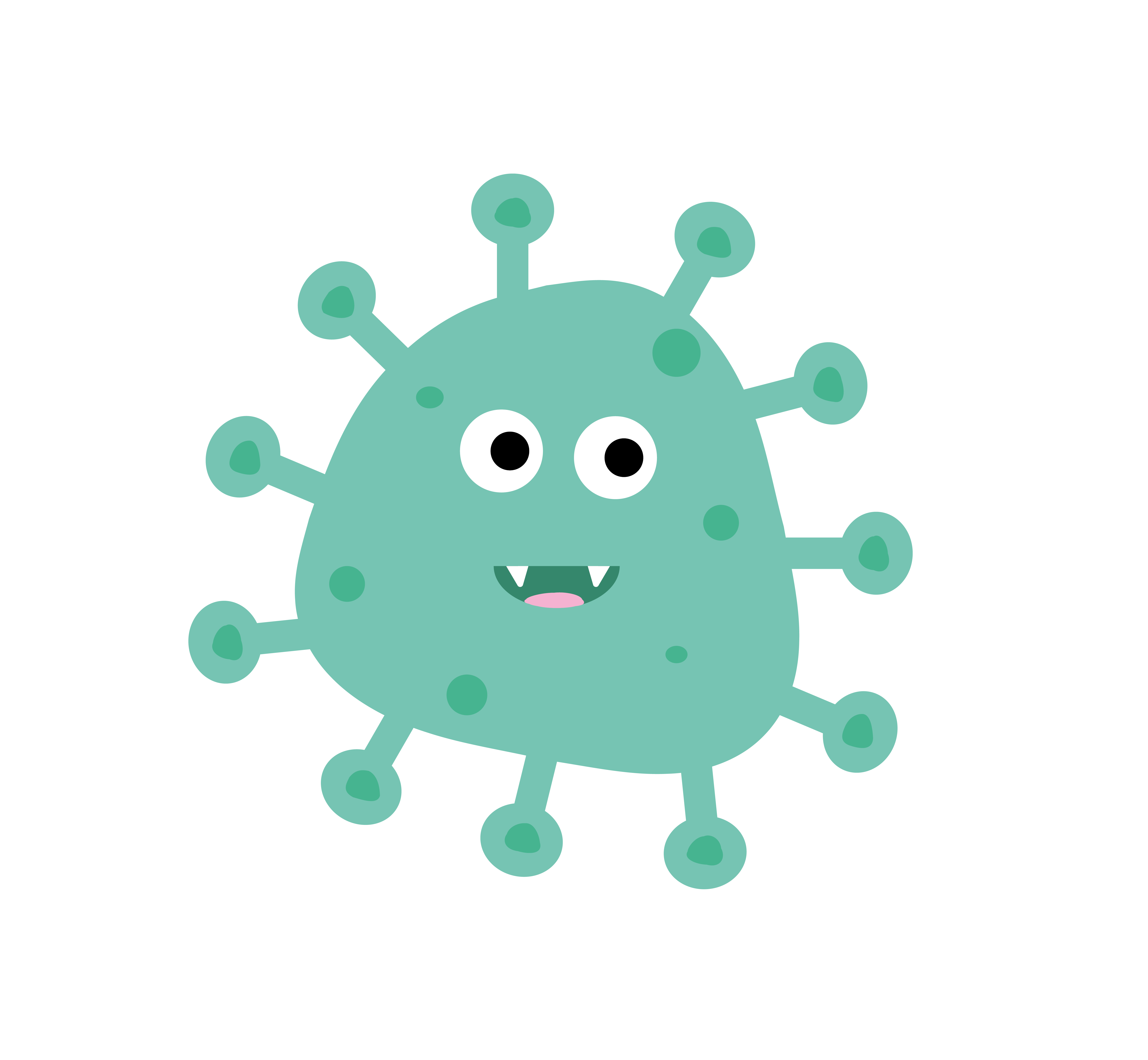 illustrerad grön bakterie