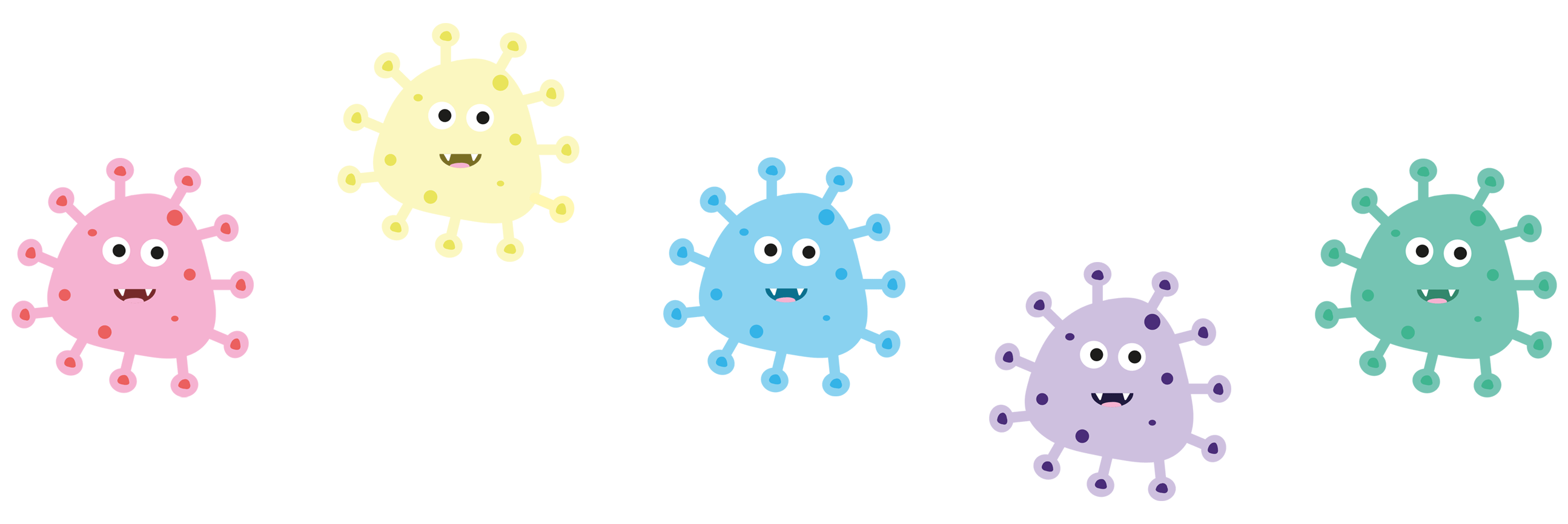 GIF med färgglada animerade bakterier som hoppar