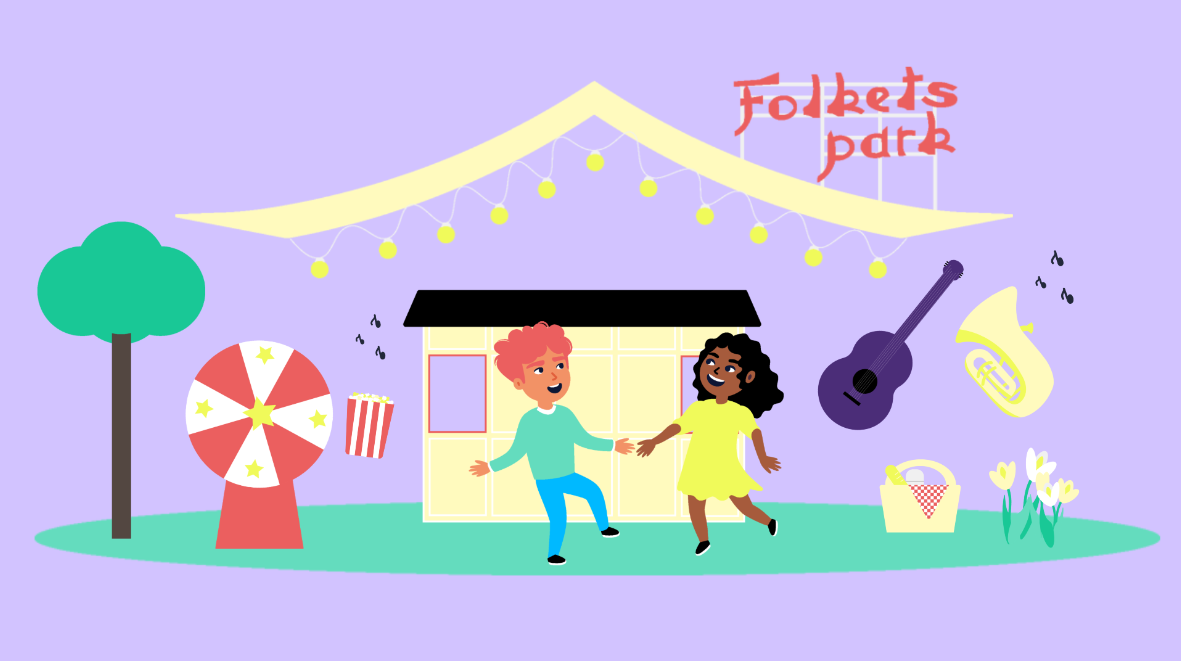 Illustration över Folkets Parks entré
