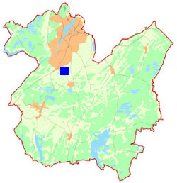 Karta över Alingsåker i förhållande till staden