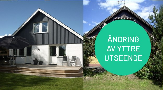 Bilden visar ett hus förändring från då till nu