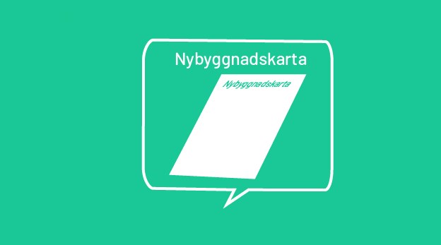 Bilden visar ett dokument med texten nybyggnadskarta på