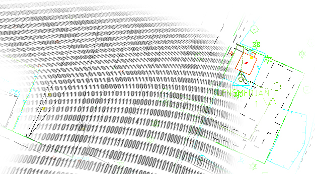 Bilden visar massa ettor och nollor och en karta i bakgrunden.
