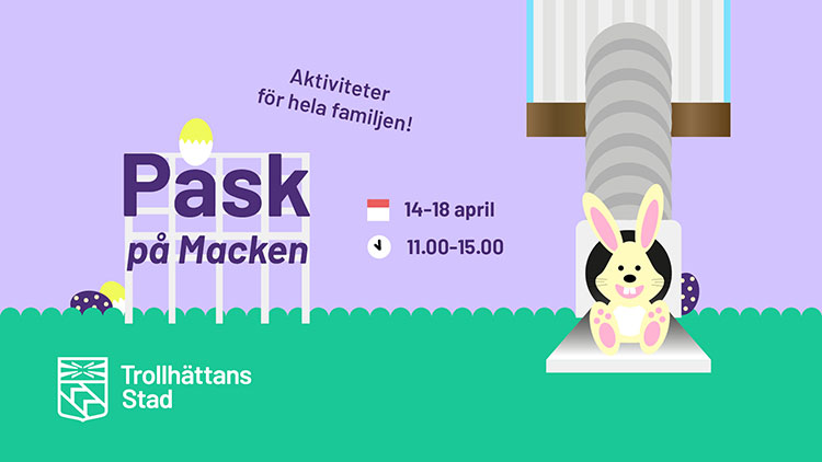Påsk på Macken. Aktiviteter för hela familjen! Från 14 till 18 april, klockan 11,00 till 15,00