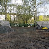 Från lekplatsbygget har man utsikt direkt ned i fågeldammen. 