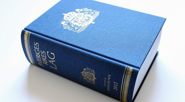Närbild på Sveriges Rikes lagbok