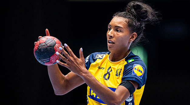 Jamina Roberts, vänsternia i landslaget som kommer till Arena Älvhögsborg den 26 november för match mot Montenegro.