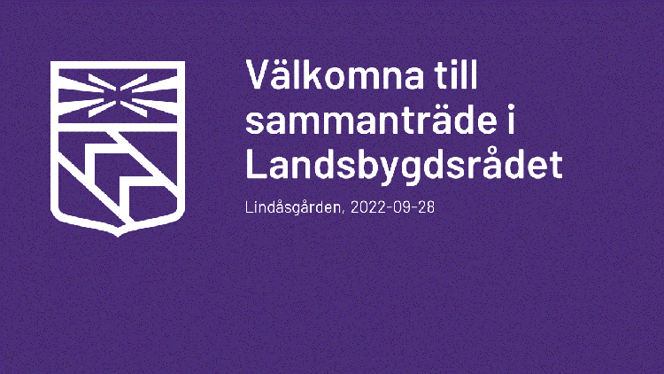 Trollhättans Stads Logotype med texten: Välkomna till sammanträde i Landsbygdsrådet