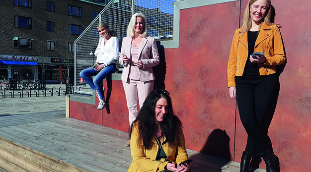 Nöjda arrangörer av Smaka på Trollhättan. Från vänster: Mathilda Sundberg, City Trollhättan, Maria Engström Weber, VD Visit Trollhättan Vänersborg, Anki Carlsson och Anna Nilsson, Trollhättans Stad.