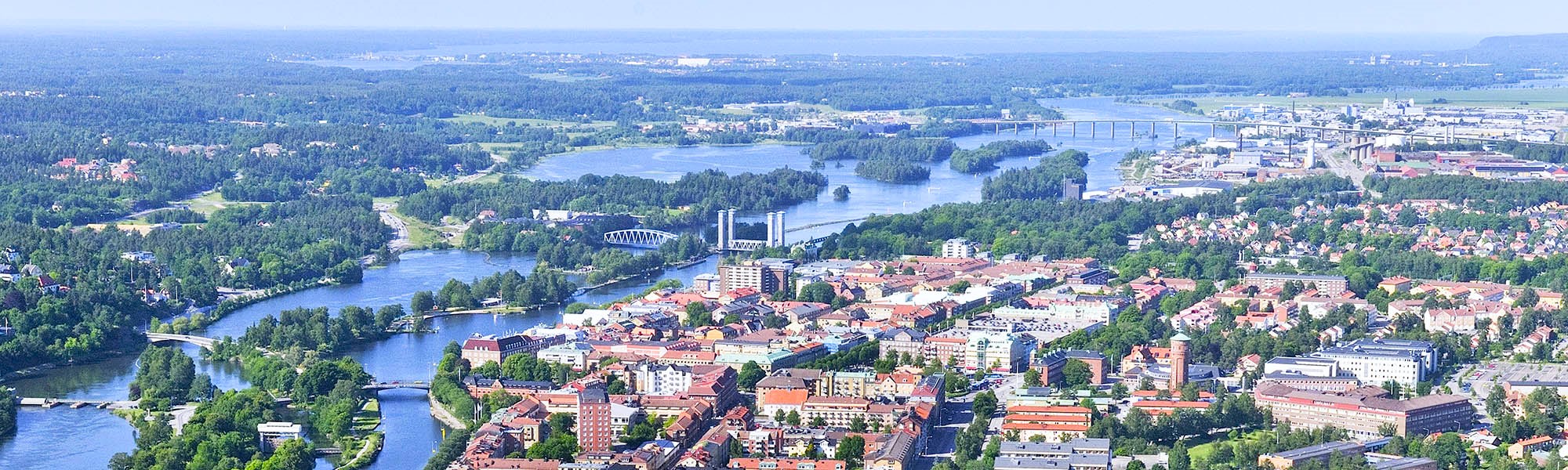 Drönarbild över Trollhättan