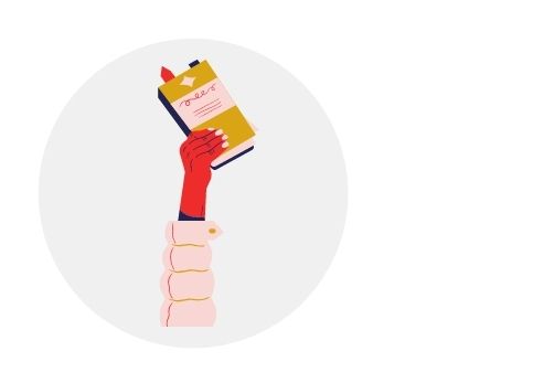 Hand som håller bok