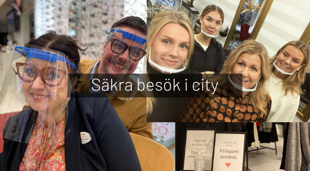 Bilden visar personer som bär visir