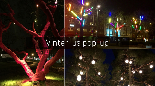 Bilden visar tre ljusinstallationer