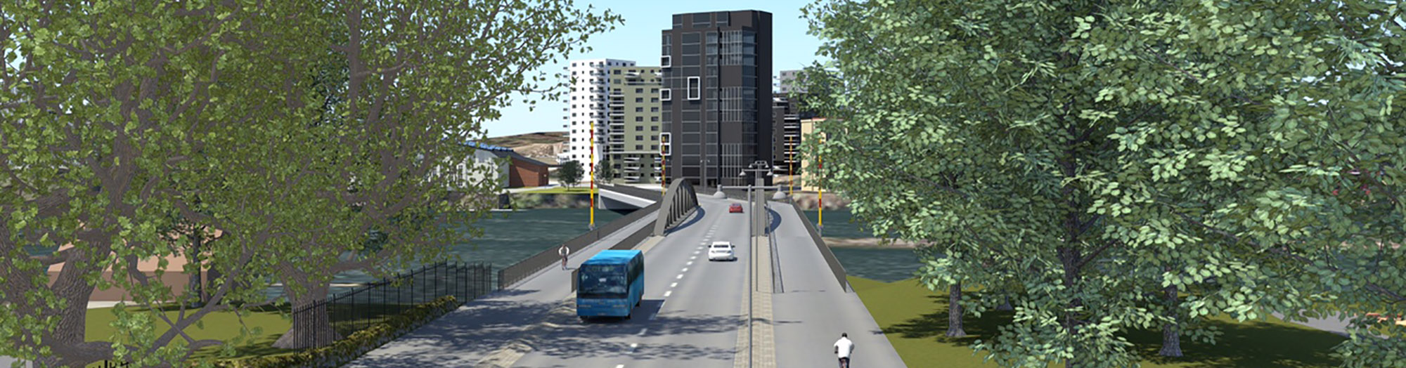 3D-bild över bron - vy från centrum