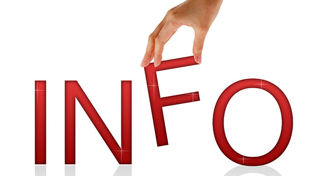 Symbolisk bild med texten INFO, och en hand som håller uppe bokstaven F