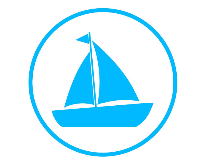 Symbol båt med ring runt