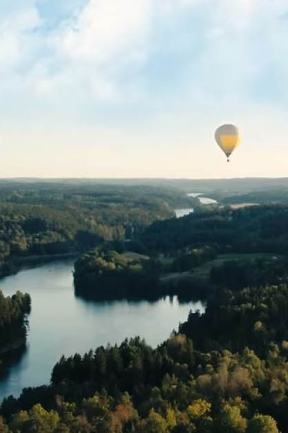 Vybild över Göta Älv och skogen