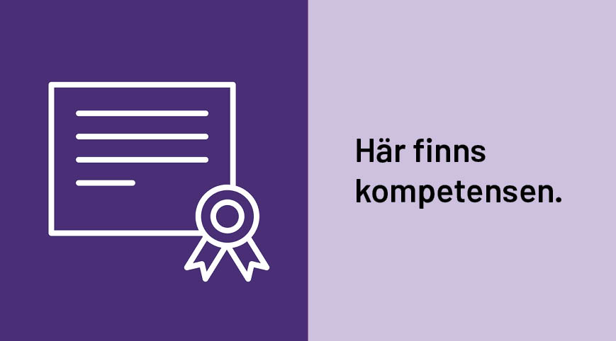 Illustration på ett diplom, text: här finns kompetensen