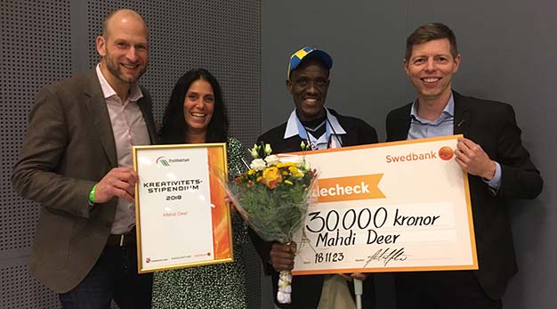 Martin Wänblom, Innovatum, Ann-Christine Sandberg, Trollhättans Stad, pristagaren Mahdi Deer och Tobias Hellberg, Swedbank.