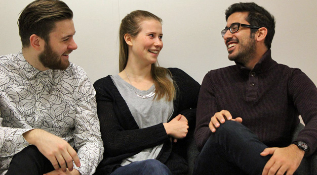 Studentmedarbetarna Robin, Louise och Ali