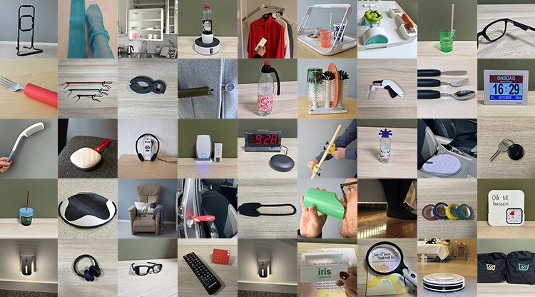 Fotomontage över en massa småbilder på produkter som presenteras på sidan smarta produkter.