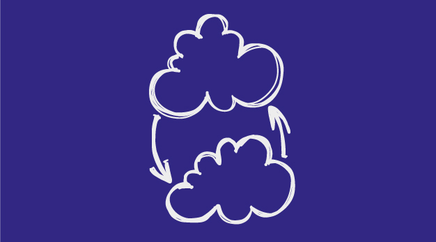 Två moln med pilar emellan