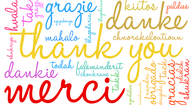 Ordet tack på flera språk