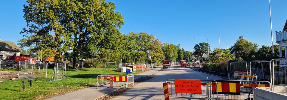 Kungsportsvägen i Trollhättan under ombyggnation