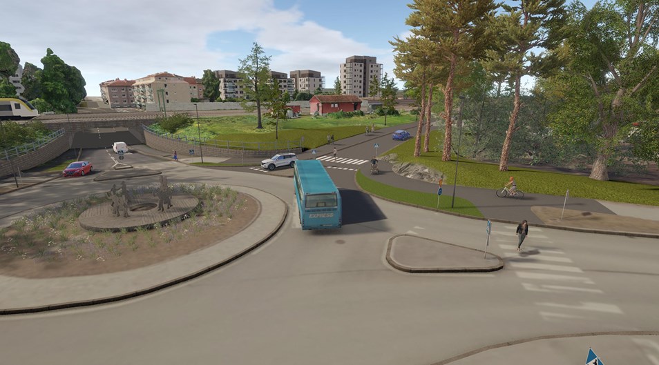 Visualisering över Kungsportsrondellen och den nya infarten till Folkets Park