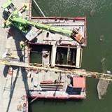 Stridsbergsbron byggs över Göta Älv i Trollhättan