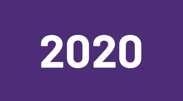 Lila bakgrund med texten "Tidplan 2020"