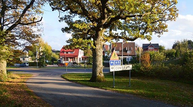 bild som visar Kungsportsvägen med parkmiljö och villabebyggelse 