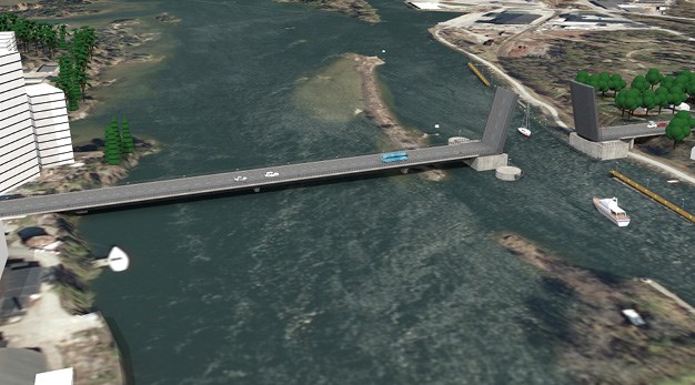 Bild som visar utformningen av den nya bron över Göta älv