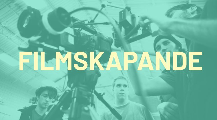 En lila bild med texten filmklubben med filmmotiv och popcorn