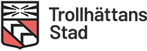 Trollh&auml;ttans stads logotyp, liggande i f&auml;rg.